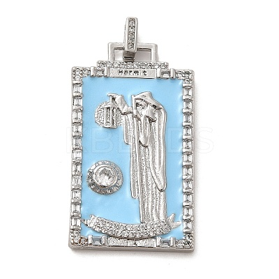 Brass Micro Pave Cubic Zirconia Pendants with Enamel KK-H458-01P-12-1