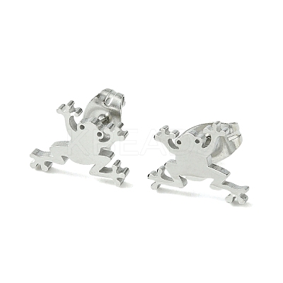 Non-Tarnish Cute Little Animal Theme 304 Stainless Steel Stud Earrings EJEW-B041-02H-P-1
