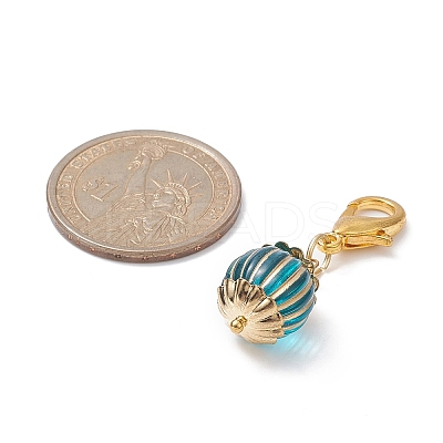 Metal Enlaced Acrylic Round Pendant Decoration HJEW-JM01015-1