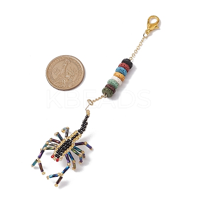 Scorpion Glass Seed Beads Pendant Decoration HJEW-MZ00121-01-1