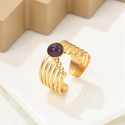 Natural Amethyst Finger Rings RJEW-K290-06G-1