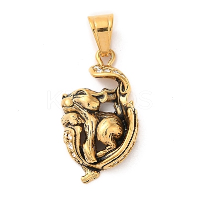 316L Stainless Steel Tibetan Style Rhinestone Pendants LS-STAS-D096-01D-AG-1