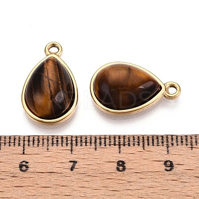 Natural Tiger Eye Teardrop Pendants STAS-N109-210B-G-1