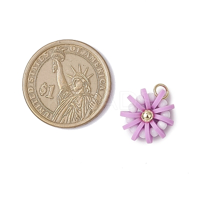 Handmade Polymer Clay & Glass Seed & Brass Pendants PALLOY-MZ00840-06-1