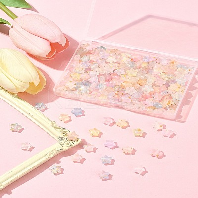 200Pcs Gradient Color Transparent Acrylic Beads MACR-FS0002-03-1