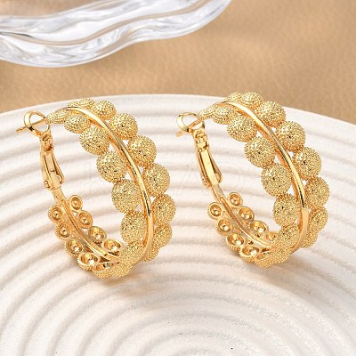 Brass Round Hoop Earrings EJEW-D337-12G-1