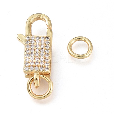 Brass Micro Pave Clear Cubic Zirconia Lobster Claw Clasps ZIRC-L076-071G-1