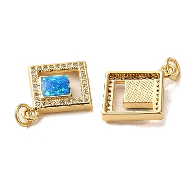 Brass Micro Pave Cubic Zirconia with Synthetic Opal Pendants KK-D096-17G-1