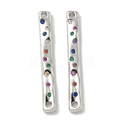 Brass Pave Colorful Cubic Zirconia Connector Charms KK-K378-13P-1