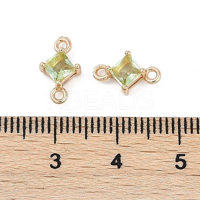 Brass Pave Glass Rhombus Links Connector Charms GLAA-Q088-001I-1