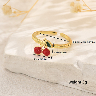 Fruit Themes Brass Cuff Open Rings for Women FC9265-7-1