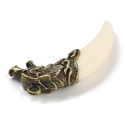 Tibetan Style Alloy Resin Wolf Tooth Pendants FIND-A042-04AB-1