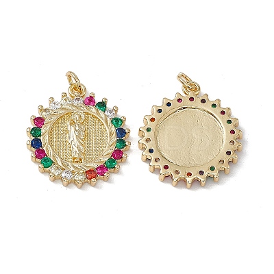 Brass Colorful Cubic Zirconia Pendants KK-E068-VA035-2-1