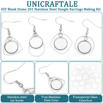 DIY Blank Dome 201 Stainless Steel Dangle Earrings Making Kit STAS-UN0057-23-1