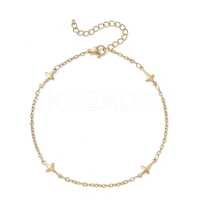 304 Stainless Steel Cross Link Anklets AJEW-AN00722-02-1