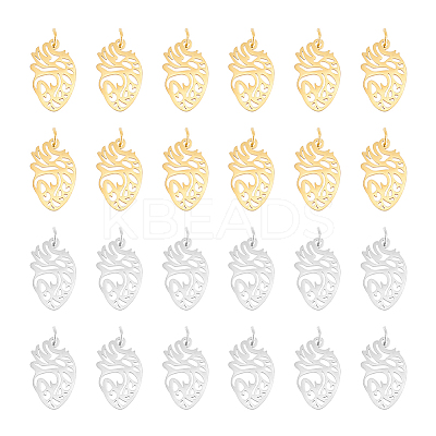 12Pcs 2 Colors 201 Stainless Steel Pendants STAS-UN0052-24-1