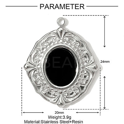 304 Stainless Steel Acrylic Pendants STAS-OY001-41P-1