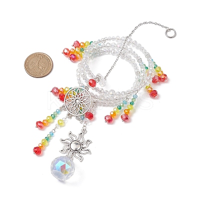 Glass Beaded Pendant Decoration HJEW-TA00233-1