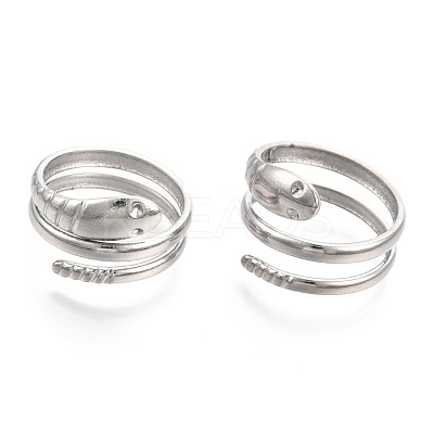 Non-Tarnish 304 Stainless Steel Snake Twist Rings RJEW-N038-114P-1