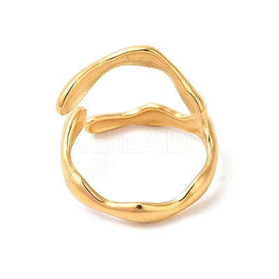 Ion Plating(IP) 304 Stainless Steel Cuff Finger Ring RJEW-E063-32G-1