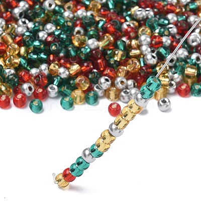 4 Colors Christmas 6/0 Glass Round Seed Beads SEED-X0058-05-1