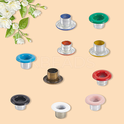 200 Sets 10 Colors Iron Grommet Eyelet Findings SCRA-GF0001-10B-06-1