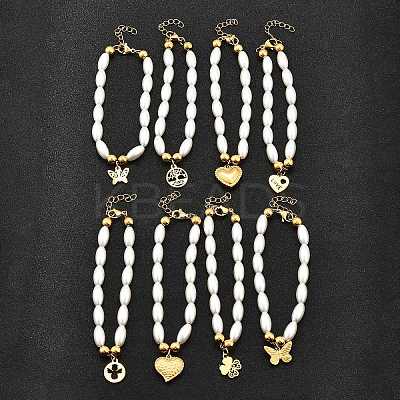 304 Stainless Steel Charm Bracelets for Women BJEW-C098-14G-1