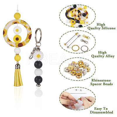 DIY Sunflower Iron Beadable Bar Keychain Making Kits DIY-TA0010-21-1
