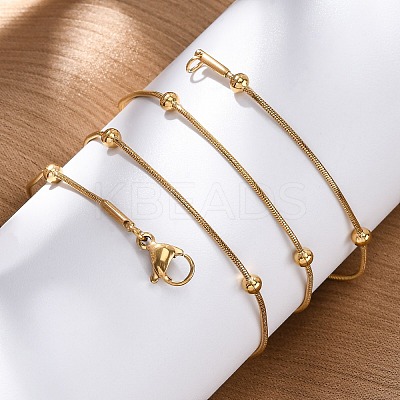 PVD Vacuum Plating 304 Stainless Steel Round Snake Chain Necklaces STAS-A051-08G-1