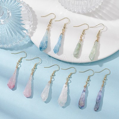 Dyed Natural Quartz Crystal Dangle Earrings EJEW-JE05487-1