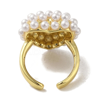 Rack Plating Brass Micro Pave Pearl Rings RJEW-R315-02A-G-1