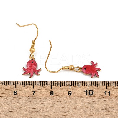 Ocean Series 304 Stainless Steel Enamel Dangle Earrings LS-EJEW-K017-01D-G-1