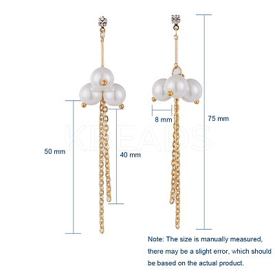 Eco-Friendly Glass Pearl Dangle Stud Earrings EJEW-JE03813-01-1