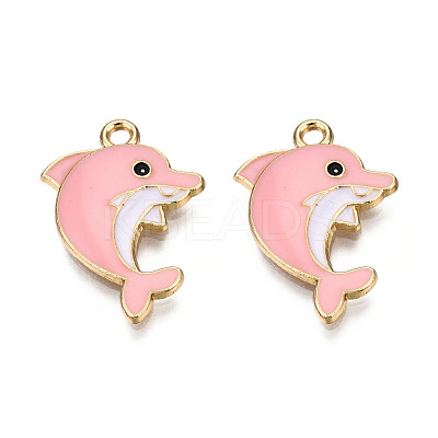 Light Gold Plated Alloy Enamel Pendants ENAM-T009-55B-RS-1