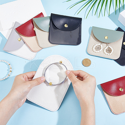 8Pcs 4 Colors PU Leather Jewelry Envelope Pouches Gift Bags with Snap Button and Clear Window ABAG-GA0001-32A-1