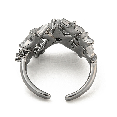 Star Zinc Alloy Open Cuff Ring RJEW-Z048-01B-04-1