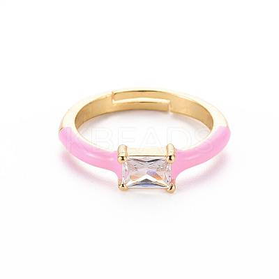 Brass Enamel Cuff Rings RJEW-T016-23G-NF-1