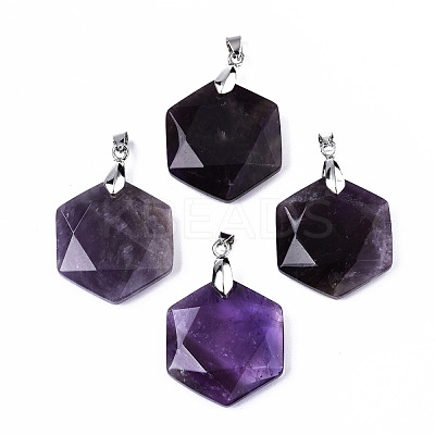 Natural Amethyst Pendants G-T131-27A-1