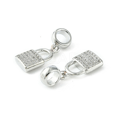 Rack Plating Brass Micro Pave Cubic Zirconia European Dangle Charms KK-K330-47P-1