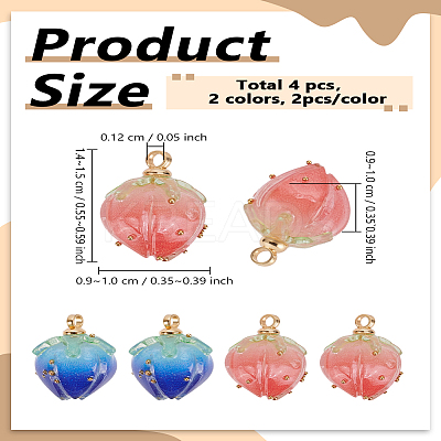 4Pcs 2 Colors Handmade Flower Epoxy Resin Pendants RESI-LP0001-27A-1