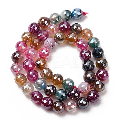 Electroplated Natural Agate Beads Strands G-B191-A07-8mm-11-1