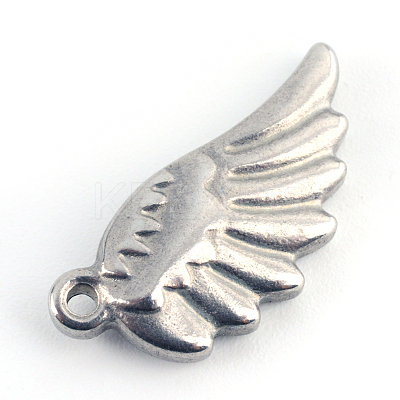 Tarnish Resistant 201 Stainless Steel Wing Pendants STAS-Q192-27-1