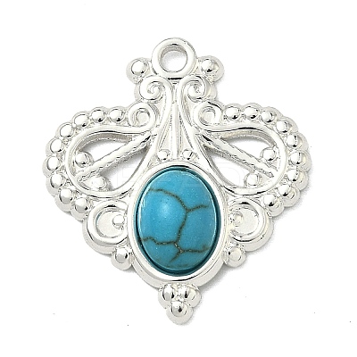304 Stainless Steel with Dyed Synthetic Turquoise Pendants STAS-G374-05S-02-1