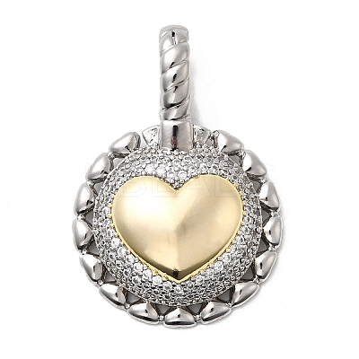 Brass Micro Pave Clear Cubic Zirconia Pendants KK-H519-15A-GP-1