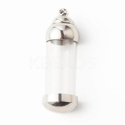 304 Stainless Steel Glass Bottle Pendants STAS-O160-03P-1