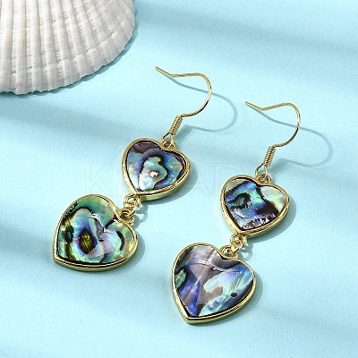 Brass Natural Abalone Shell Dangle Earrings EJEW-F388-01B-G-1