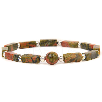 Natural Unakite Beads Stretch Bracelets for Men Women ZE2494-4-1