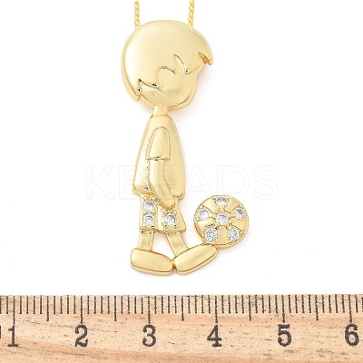 Brass Micro Pave Clear Cubic Zirconia Pendant Necklaces LS-NJEW-M084-01G-01-1