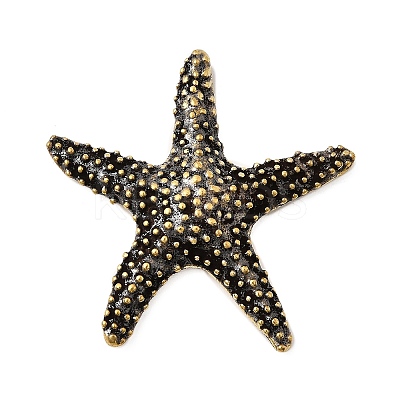 Brass Starfish Miniature Figurines Statues for Home Office Desktop Ornament KK-S335-06AB-1