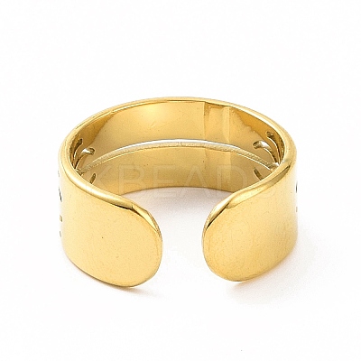 Ion Plating(IP) 304 Stainless Steel Hollow Out Spider Open Cuff Ring for Women RJEW-C053-03G-1